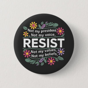 Bóton Redondo 5.08cm Resistência a Protesto Botânico Floral Anti-Trump