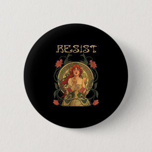 Bóton Redondo 5.08cm Resistir Art Nouveau Mucha Anti-trump Mulheres Fem