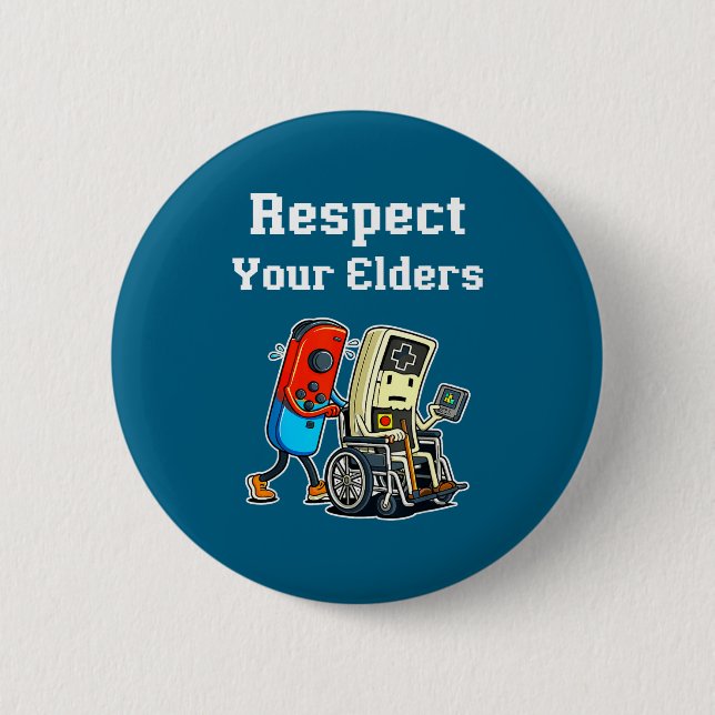Bóton Redondo 5.08cm Respect Your Elders Retro Gaming Funny Gamer Contr (Frente)