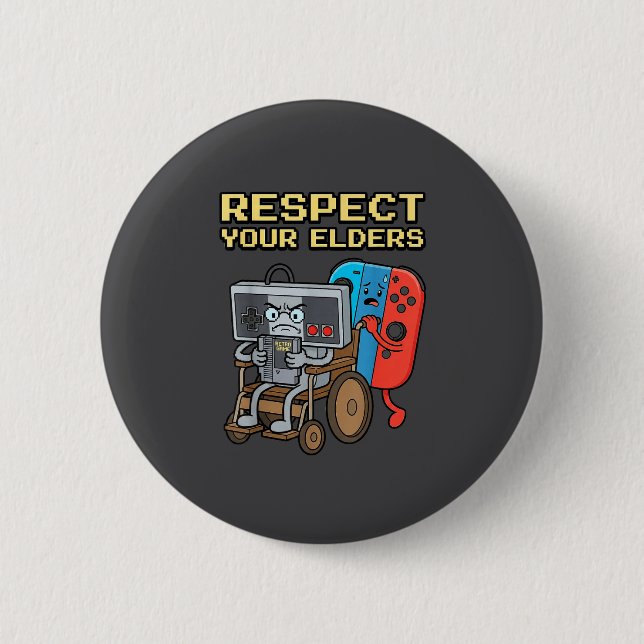 Bóton Redondo 5.08cm Respect Your Elders Retro Gaming Funny Gamer Contr (Frente)