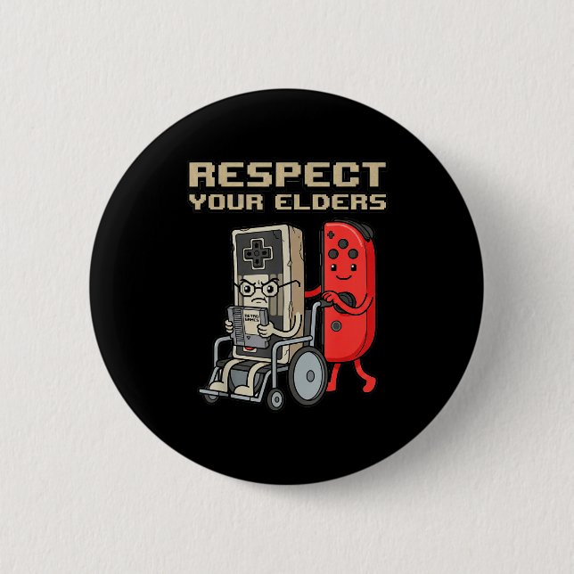 Bóton Redondo 5.08cm Respect Your Elders Retro Gaming Funny Gamer Contr (Frente)