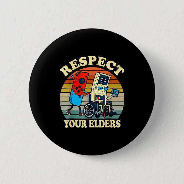 Bóton Redondo 5.08cm Respect Your Elders Retro Gaming Funny Gamer Contr (Frente)