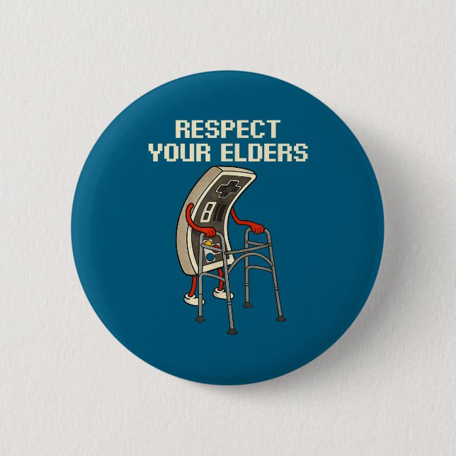 Bóton Redondo 5.08cm Respect Your Elders Retro Gaming Funny Gamer Contr (Frente)