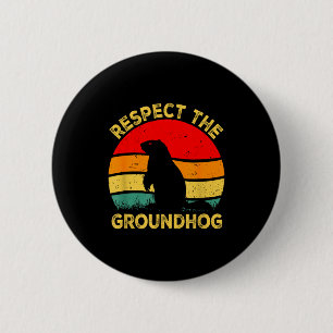 Bóton Redondo 5.08cm Respeite os Roedores do Groundhog Fofos Vintage Re