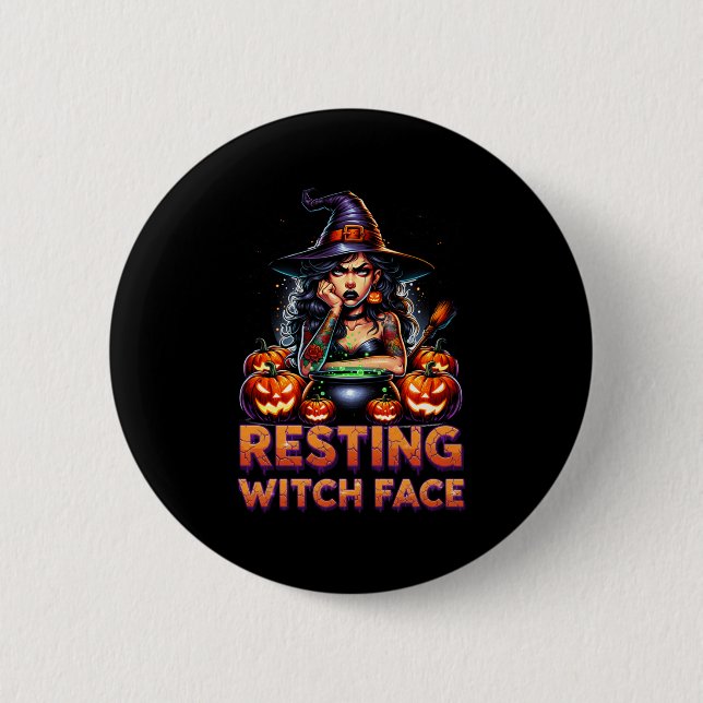 Bóton Redondo 5.08cm Resting Witch Face Funny Sarcastic Halloween Rude  (Frente)