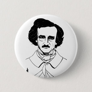 Bóton Redondo 5.08cm Retrato de Edgar Allan Poe
