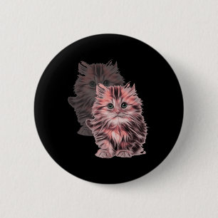 Bóton Redondo 5.08cm Retrato De Gato Gato Para Mães De Gato E Amantes d