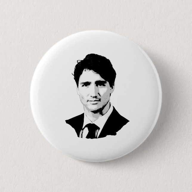 Bóton Redondo 5.08cm Retrato de Justin Trudeau (Frente)