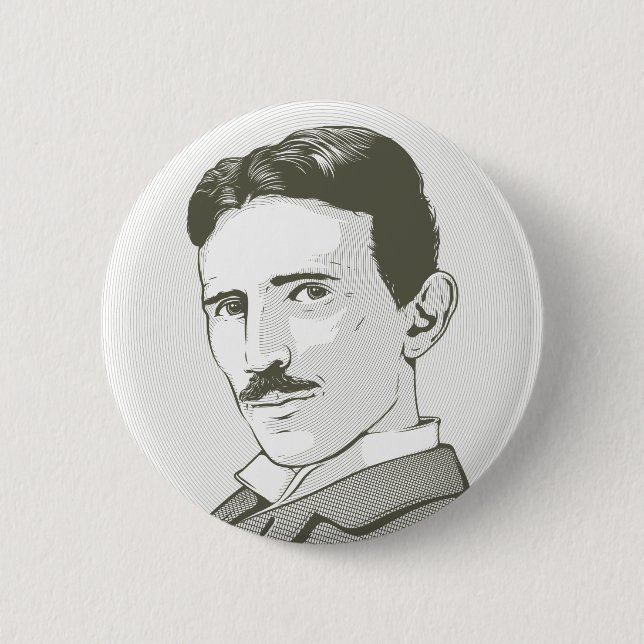 Bóton Redondo 5.08cm Retrato de Nikola Tesla (Frente)