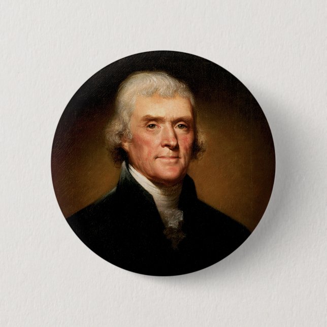 Bóton Redondo 5.08cm Retrato de Thomas Jefferson por Rembrandt Peale (Frente)