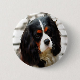 Bóton Redondo 5.08cm Retrato De Um Rei Charles Cavalier Spaniel
