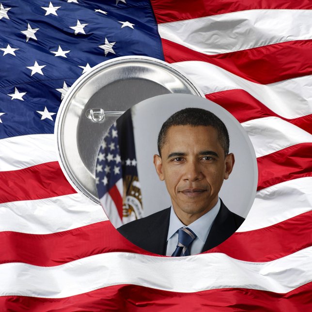 Bóton Redondo 5.08cm Retrato Oficial do Presidente Barack Obama 1rua (President Barack Obama 1st Term Official Portrait Button)
