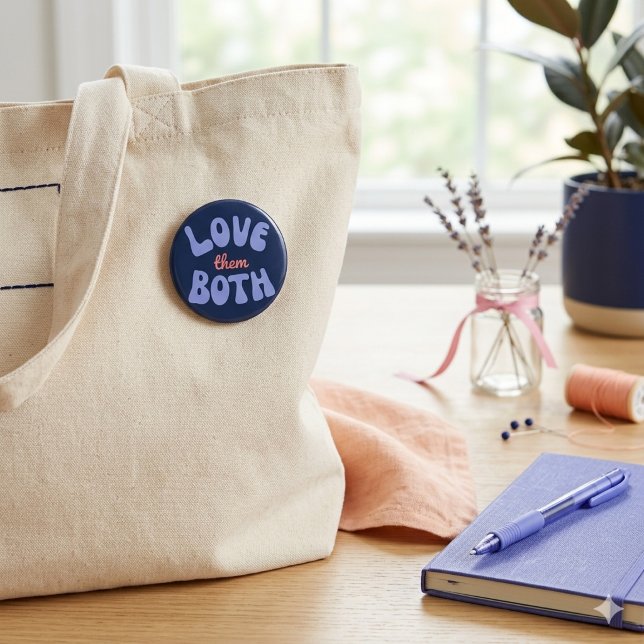 Bóton Redondo 5.08cm Retro Ama Ambos Os Designs de texto (Criador carregado)