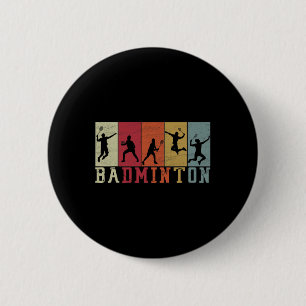 Bóton Redondo 5.08cm Retro Badminton Player Silhouettes - Badminton