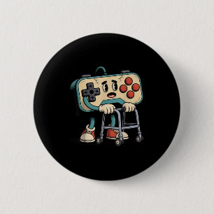 Bóton Redondo 5.08cm Retro Divertido Velho Jogador de Jogos 80s 90s Cli