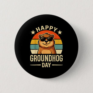 Bóton Redondo 5.08cm Retro Feliz Dia do Groundhog Legal Dia do Ground H