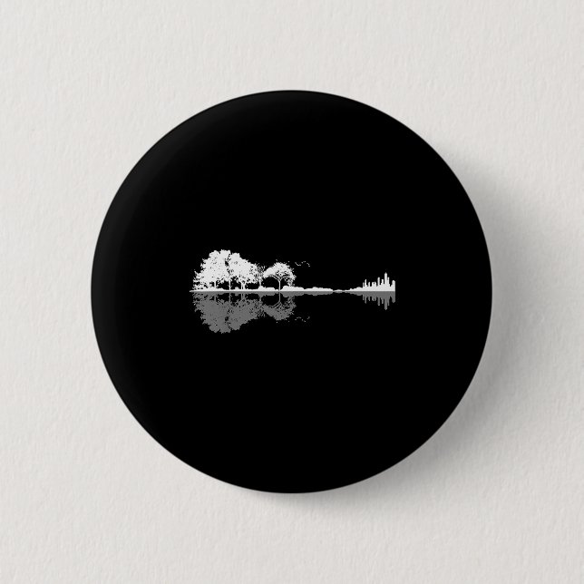 Bóton Redondo 5.08cm Retro Forest Funny Nature Guitar Clic Music  (Frente)