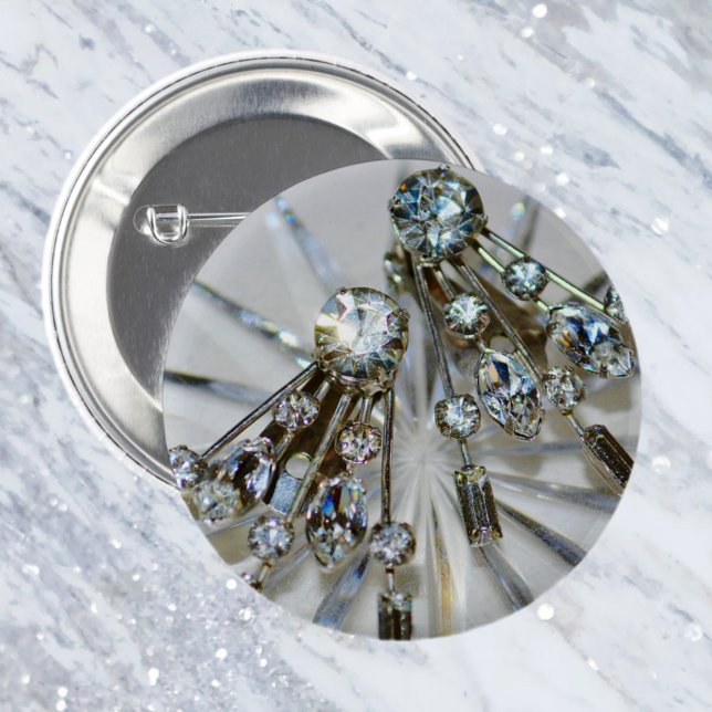 Bóton Redondo 5.08cm Retro Glam Vintage Art Deco Rhinestones (Criador carregado)