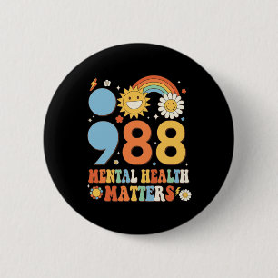 Bóton Redondo 5.08cm Retro Groovy 988 Mental Health Importa Suicídio An