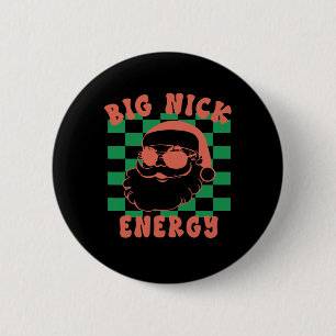 Bóton Redondo 5.08cm Retro Groovy Grande Nick Papai noel Energy Christm