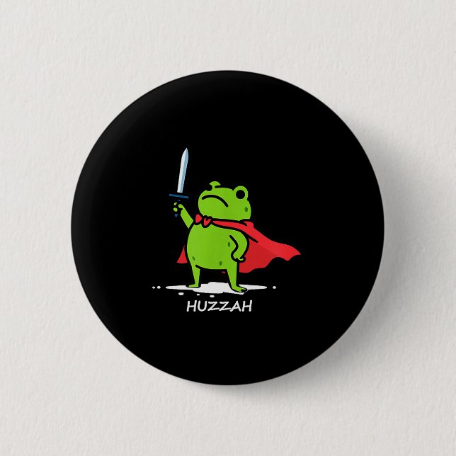 Bóton Redondo 5.08cm Retro Huzzah Frog Knight Funny Sword Meme Quote Me (Frente)