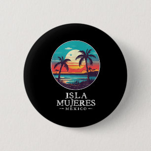Bóton Redondo 5.08cm Retro Ilha Mulheres México Praia Pôr do Sol Lembra