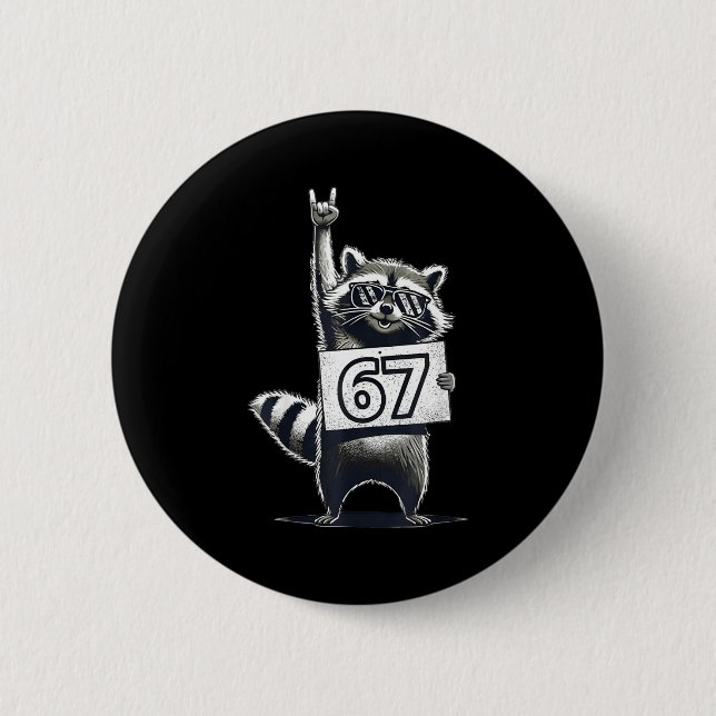 Bóton Redondo 5.08cm Retro Raccoon 67 Shirts Rock Music Men Kids Women  (Frente)