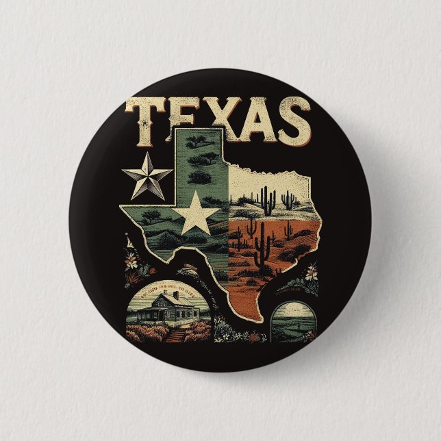 Bóton Redondo 5.08cm Retro Texas (Frente)