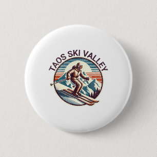 Bóton Redondo 5.08cm Retro Vintage Taos Ski Valley Novo México Ski Wint