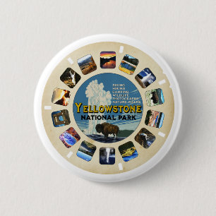 Bóton Redondo 5.08cm Retro Vintage Yellowstone National Park Souvenir