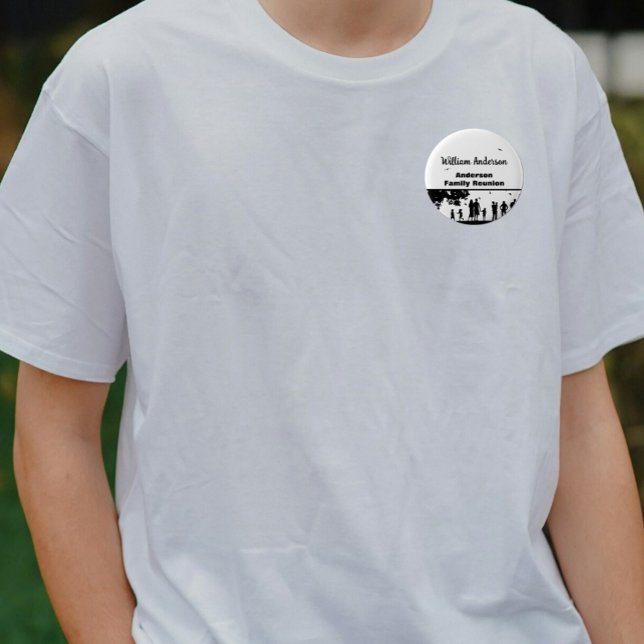 Bóton Redondo 5.08cm Reunião da Família Silhuoette Picnic com o nome (Criador carregado)