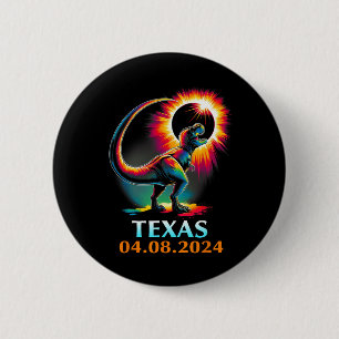 Bóton Redondo 5.08cm Rex Dinossaur Texas Total Eclipse Solar 2024