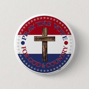 Bóton Redondo 5.08cm Rezem pelo voto por Deus e pelo país com cruz