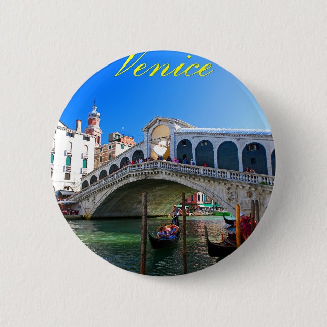Bóton Redondo 5.08cm Rialto Bridge Veneza - Foto Pro (Frente)