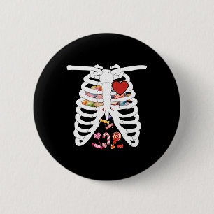 Bóton Redondo 5.08cm Rib Cage Dia de as Bruxas engraçado de Raios X-ray