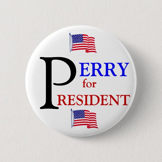 Bóton Redondo 5.08cm Rick Perry para o presidente 2012 (Frente)