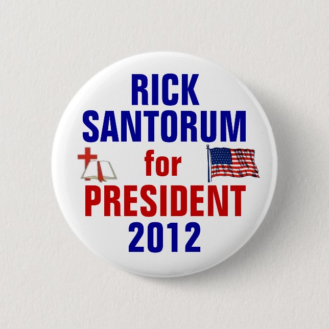Bóton Redondo 5.08cm Rick Santorum 2012 (Frente)
