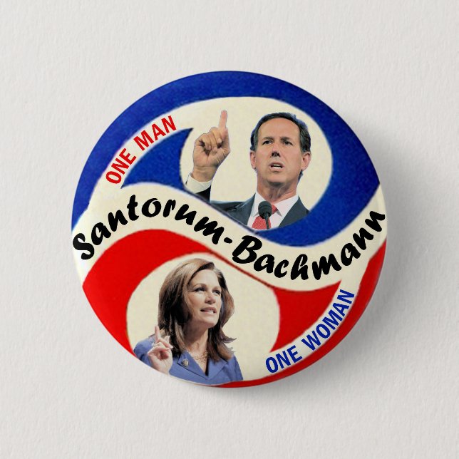 Bóton Redondo 5.08cm Rick Santorum/Michele Bachmann (Frente)