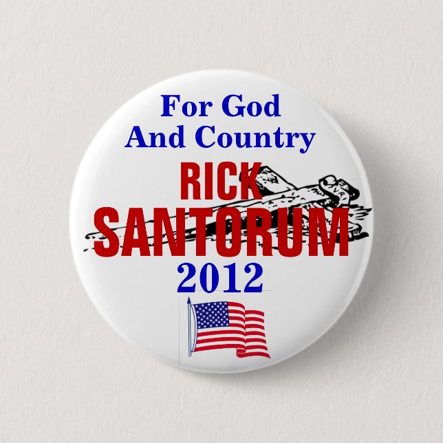 BÓTON REDONDO 5.08CM RICK SANTORUM PARA O DEUS E O PAÍS 2012 (Frente)