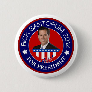 Bóton Redondo 5.08cm Rick Santorum para o Presidente 2012