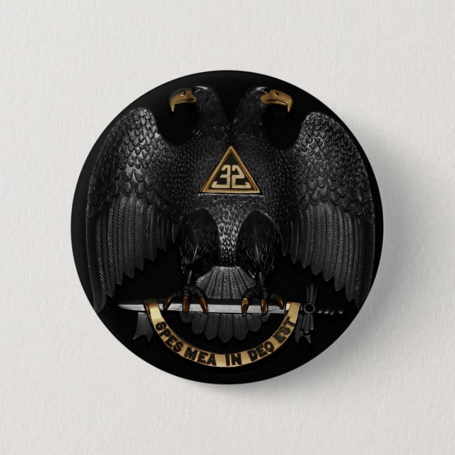 Bóton Redondo 5.08cm Rito escocês pedreiro Eagle de 32 graus (Frente)