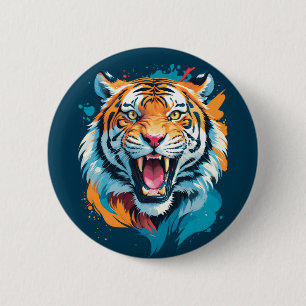 Bóton Redondo 5.08cm Roaring Tiger Face