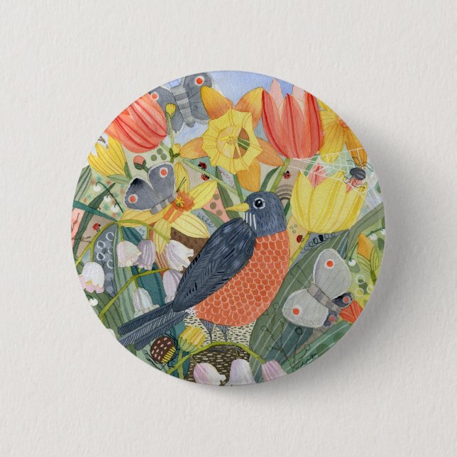 Bóton Redondo 5.08cm Robin Button (Frente)