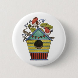 Bóton Redondo 5.08cm Robins Com Airelas E Birdhouse