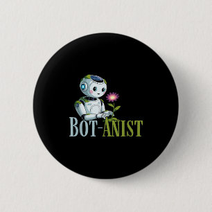 Bóton Redondo 5.08cm Robô solarpunk bot-anista dia da terra futuro verd