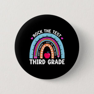 Bóton Redondo 5.08cm Rock The Test Day Third Grade Teacher