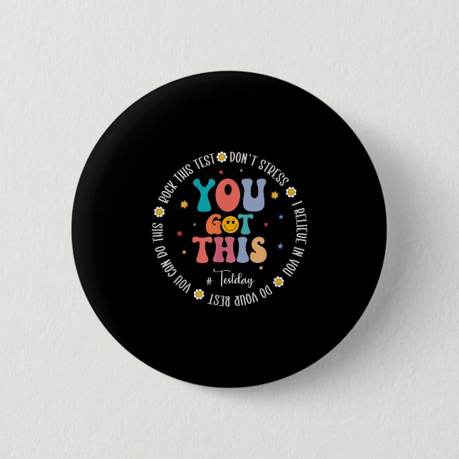 Bóton Redondo 5.08cm Rock The Test Teacher Testing Day Motivational Tes (Frente)