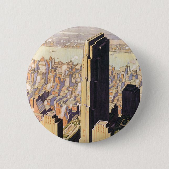 Bóton Redondo 5.08cm Rockefeller Center Nova York (Frente)