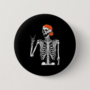 Bóton Redondo 5.08cm Rocker Skeleton Rock Em Figuras No Halloween