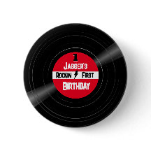 Rockin First Birthday Vinyl Record Red